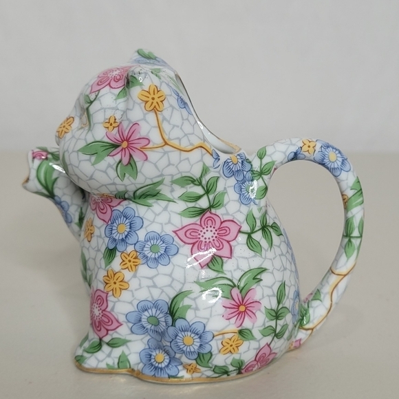 Two's Company Chintz Alexandra 3" Porcelain Floral Kitten Cream Pitcher - Picture 2 of 8